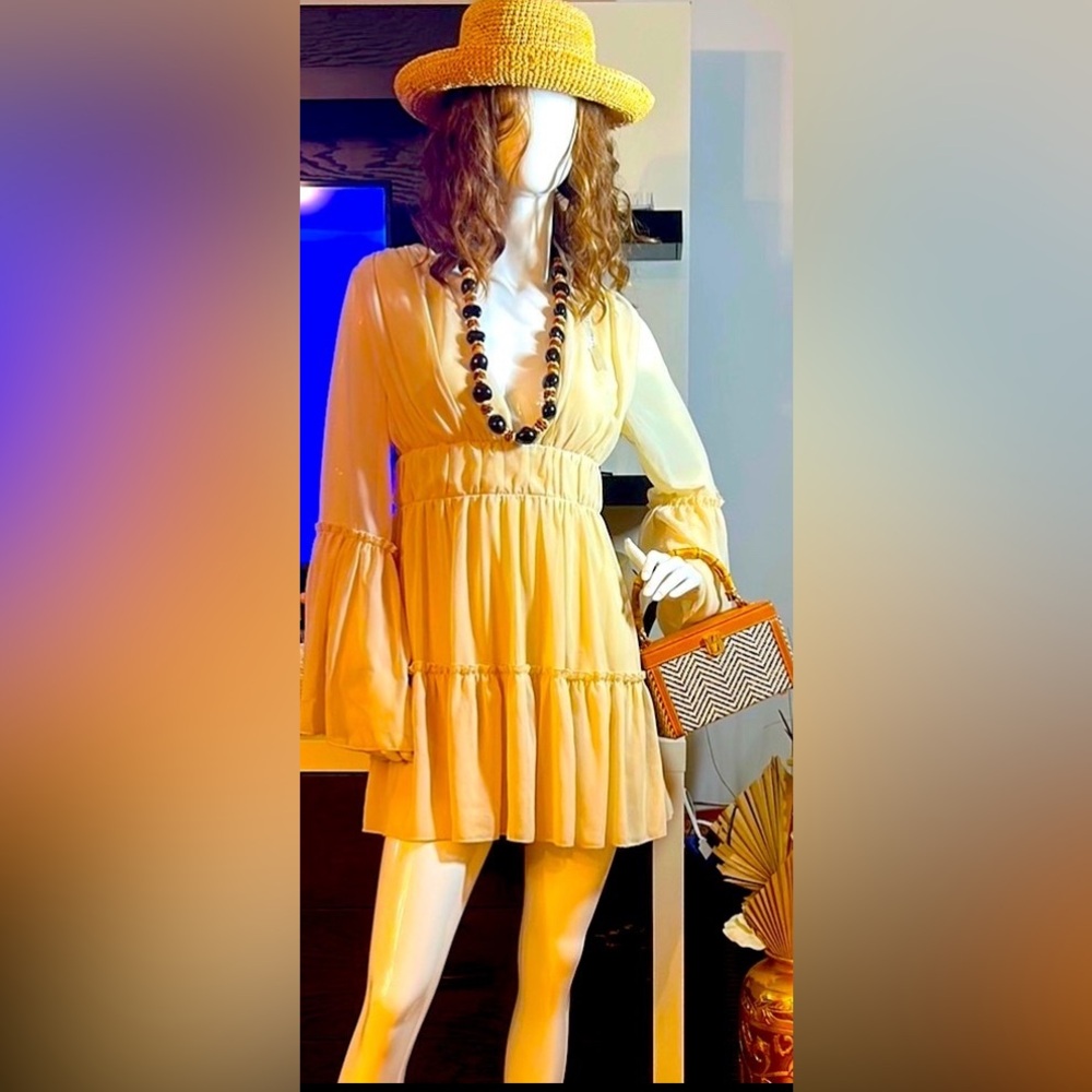 Elegant Cream Long-Sleeve Dress